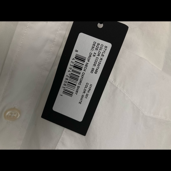 R13 Drop Neck Oxford Shirt white. Size XS. - Picture 6 of 9